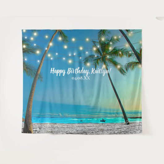Tropische strandpalm Birthday Photo Booth Backdrop Wandkleed (Voorkant (horizontaal))