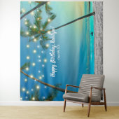 Tropische strandpalm Birthday Photo Booth Backdrop Wandkleed (In situ)