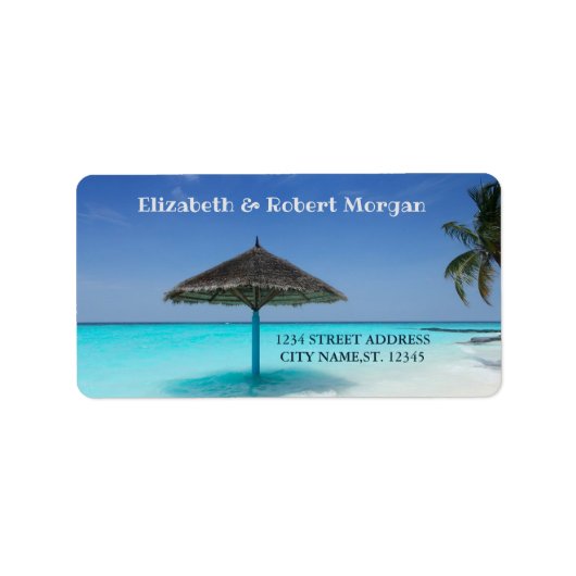 Tropische strandpalm parasol etiket (Voorkant)
