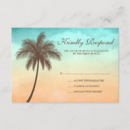 Tropische strandpalm Weduwreactiekaart RSVP Kaartje