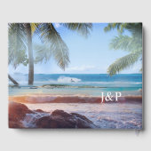 Tropische strandpalmbestemming bruiloft gastenboek (Achterkant)