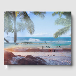 Tropische strandpalmbestemming bruiloft gastenboek