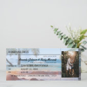 Tropische strandpalmbestemming bruiloft met foto kaart (Staand voorkant)