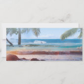 Tropische strandpalmbestemming bruiloft met foto kaart (Achterkant)