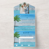 Tropische strandpalmbomen Bestemming Aan Zee All In One Uitnodiging (Binnen)