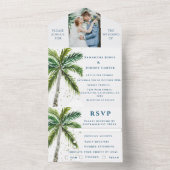 Tropische strandpalmbomen Bestemming Aan Zee All In One Uitnodiging (Binnen)