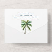 Tropische strandpalmbomen Bestemming Aan Zee All In One Uitnodiging (Achterkant)