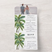 Tropische strandpalmbomen Bestemming Aan Zee All In One Uitnodiging (Binnen)