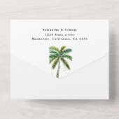 Tropische strandpalmbomen Bestemming Aan Zee All In One Uitnodiging (Achterkant)