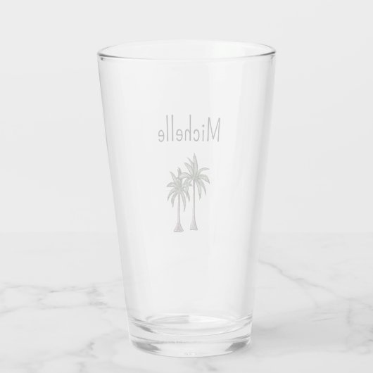 Tropische Strandpalmbomen Eenvoudige Typografie Glas (Achterkant)