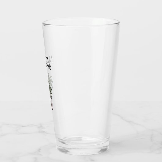 Tropische Strandpalmbomen Eenvoudige Typografie Glas (Links)