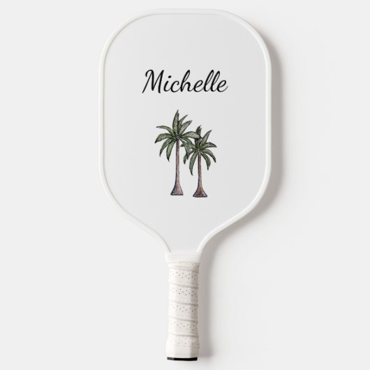 Tropische Strandpalmbomen Elegant Gepersonaliseerd Pickleball Paddle (Achterkant)