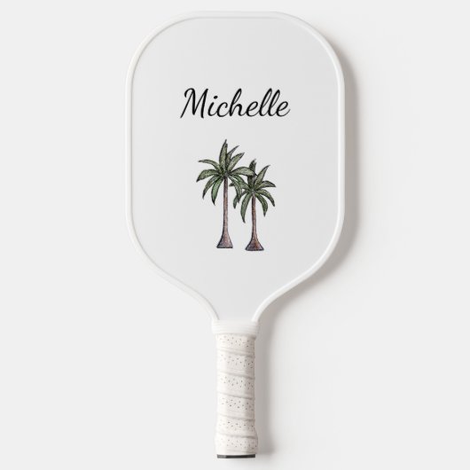 Tropische Strandpalmbomen Elegant Gepersonaliseerd Pickleball Paddle (Voorkant)