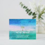 Tropische strandpalmboom Bewegende Aankondiging Briefkaart (Staand voorkant)