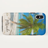 Tropische strandpalmboom gepersonaliseerd Case-Mate iPhone case (Achterkant (horizontaal))