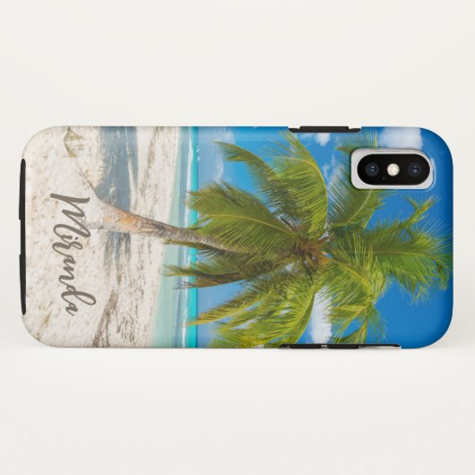 Tropische strandpalmboom gepersonaliseerd Case-Mate iPhone case (Achterkant (horizontaal))