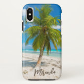 Tropische strandpalmboom gepersonaliseerd Case-Mate iPhone case (Achterkant)