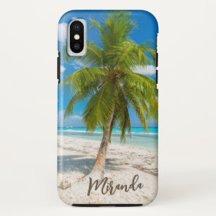 Tropische strandpalmboom gepersonaliseerd Case-Mate iPhone case