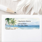 Tropische strandpalmboom retouradres  etiket (Insitu)