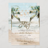 Tropische strandpalmen 40e verjaardagsfeestje kaart (Voorkant / Achterkant)