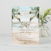 Tropische strandpalmen 60ste verjaardagsfeestje kaart (Staand voorkant)
