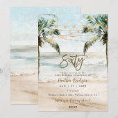 Tropische strandpalmen 60ste verjaardagsfeestje kaart (Voorkant / Achterkant)