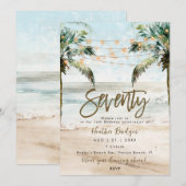 Tropische strandpalmen 70e verjaardagsfeestje kaart (Voorkant / Achterkant)