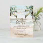 Tropische strandpalmen 80ste verjaardagsfeestje kaart (Staand voorkant)