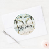 Tropische strandpalmen baby shower sticker (Envelop)