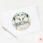 Tropische strandpalmen bruids douche sticker (Envelop)
