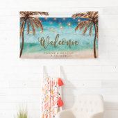 tropische strandpalmen bruiloft welkomstbanner spandoek (Insitu)