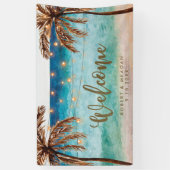 tropische strandpalmen bruiloft welkomstbanner spandoek (Verticaal)