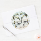 Tropische strandpalmen dank u sticker (Envelop)