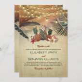 Tropische strandpalmen en ananas bruiloft kaart (Voorkant / Achterkant)