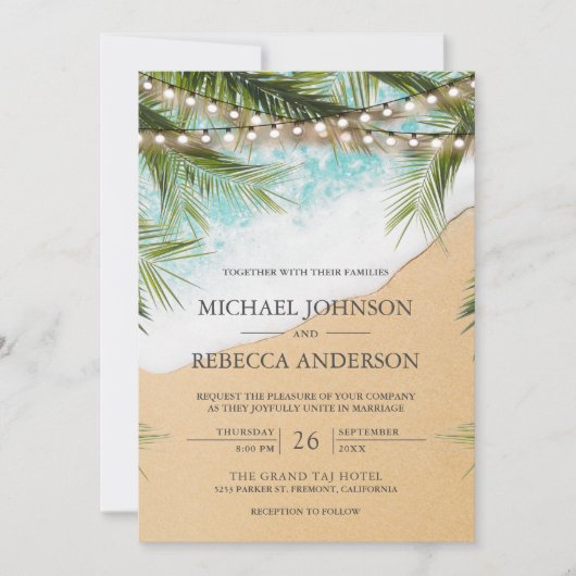 Tropische strandpalmen Foto QR Code Weddenschap Kaart (Voorkant)