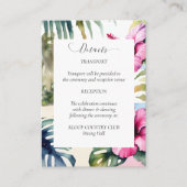 Tropische strandpalmen hibiscus trouwgegevens kaar informatiekaartje (Voorkant)