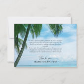 Tropische strandpalmen langs de oceaanbestemming bedankkaart (Achterkant)