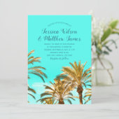 Tropische strandpalmen langs de oceaanbestemming kaart (Staand voorkant)