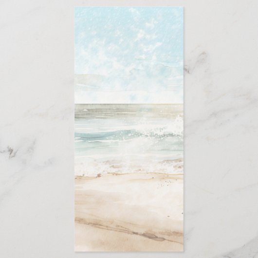 Tropische strandpalmen lichten bruiloft menukaarte menu (Achterkant)