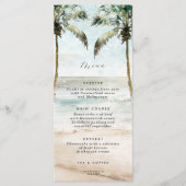 Tropische strandpalmen lichten bruiloft menukaarte menu (Voorkant)