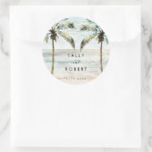 Tropische strandpalmen trouwfeest sticker (Tas)