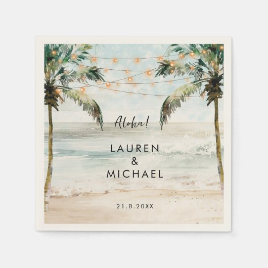 tropische strandpalmen trouwservetten servet (Voorkant)