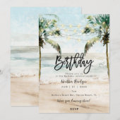 Tropische strandpalmen verjaardagsfeestje kaart (Voorkant / Achterkant)
