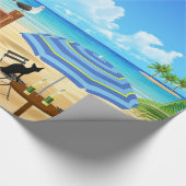 Tropische strandpalmen zee zomerpatroon cadeaupapier (Hoek)