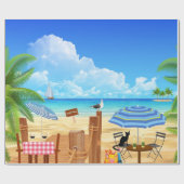 Tropische strandpalmen zee zomerpatroon cadeaupapier (Vlak)