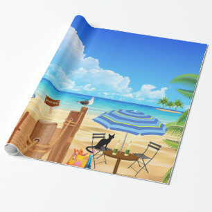 Tropische strandpalmen zee zomerpatroon cadeaupapier
