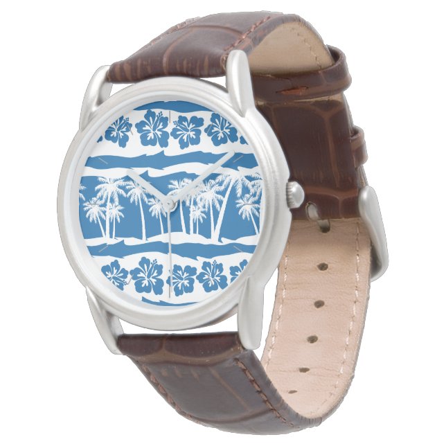 Tropische strandpalmstrepen horloge (Gekanteld)