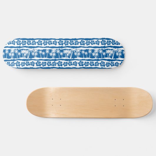 Tropische strandpalmstrepen persoonlijk skateboard (Horizontaal)