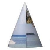 Tropische strandparasols: wit, palm. feesthoedjes (Achterkant)