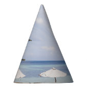 Tropische strandparasols: wit, palm. feesthoedjes (Rechts)